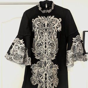 Anne Fontaine Black and White Embroidered Dress